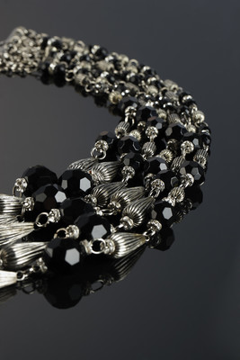 Cascade Black from Glass and Metal Beads