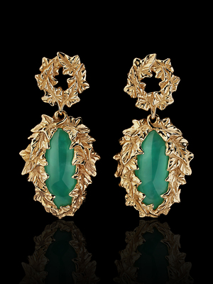 Ivy gold earrings with chrysoprase